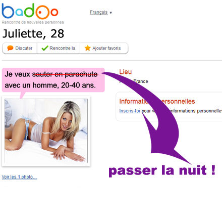 Sur 2atNight.com, vous allez à l'essentiel beaucoup plus rapidement que sur Badoo !